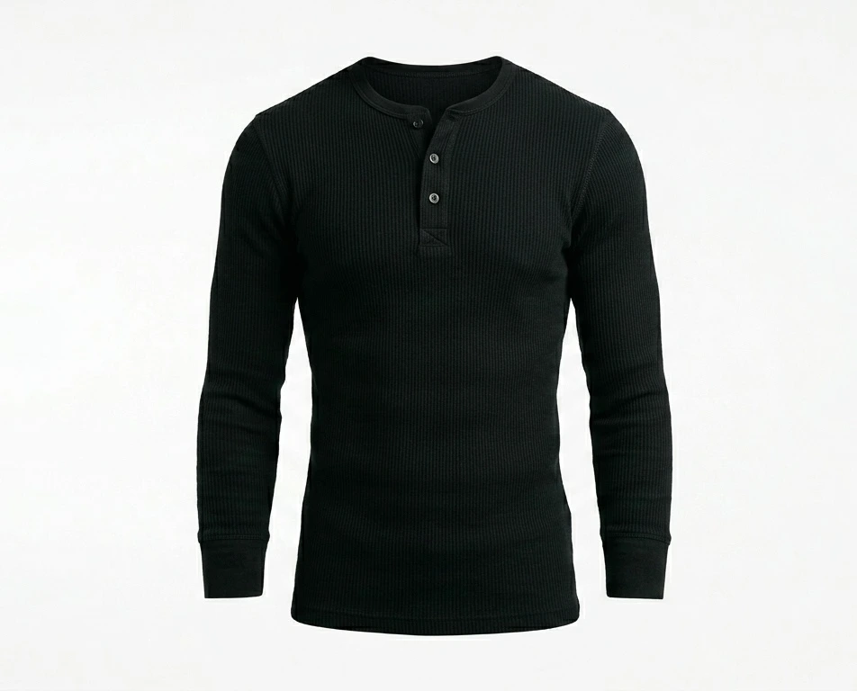 Premium henley Shirt (S, black)